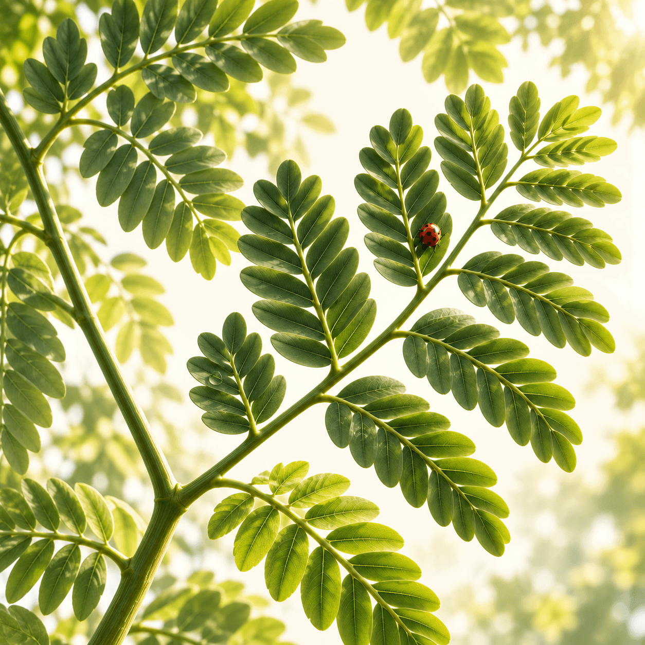 A compound leaf growing from smaller leaflets